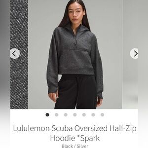 lululemon athletica oversized black/silver sparkle Half-Zip scuba hoodie